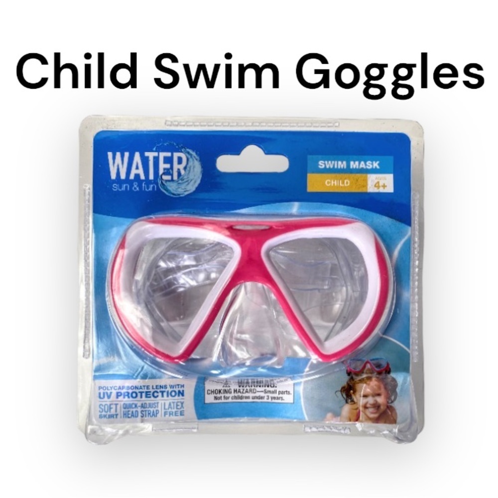 NWT Water Sun & Fun Child 4+ White & Pink Swim Goggles